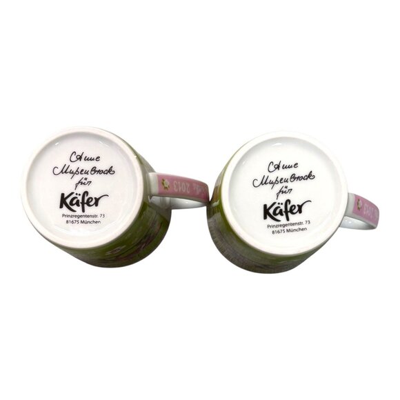 2013 Käfer Oktoberfest Mug Set Of 2 4.5" Green Pink Design Ladybug Floral Horse - Picture 4 of 9